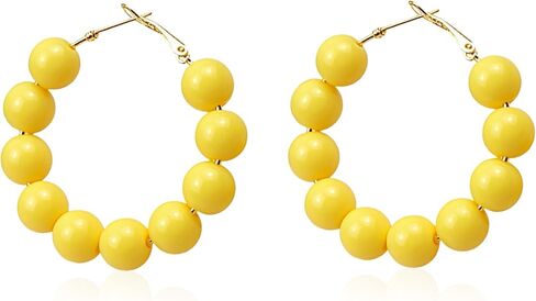 YUNXI Beaded Hoop Earrings for Women Bohemian Circle Round Bead Colorful Vintage Dangle Earrings in Kuwait