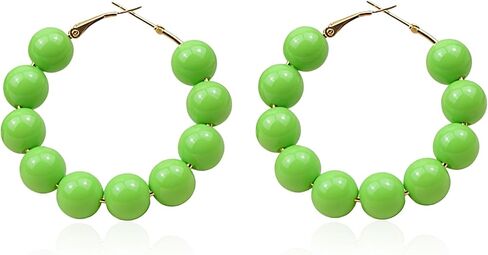 YUNXI Beaded Hoop Earrings for Women Bohemian Circle Round Bead Colorful Vintage Dangle Earrings in Kuwait