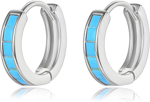 coadipress Turquoise Hoop Earrings for Women 12mm Minimalist Dainty Blue Small Huggie Hoops Earrings Hypoallergenic Lightweight Simple Ear Jewelry for Her in Kuwait