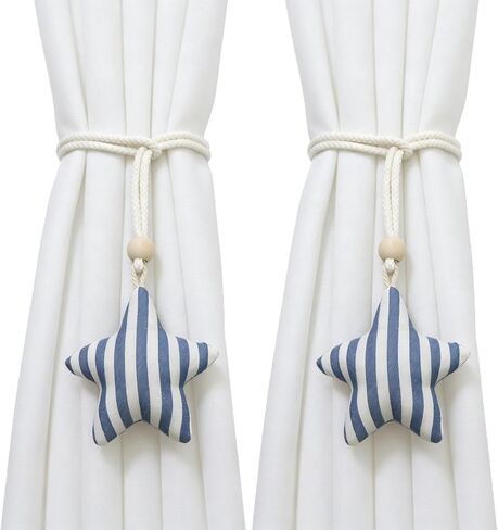 2 Packs Star Vertical Stripes Curtain Tiebacks Starfish Crochet Curtains Buckle Curtain Tie Backs Decorative for Home Living Room Bedroom Office Car Decor in Saudi Arabia