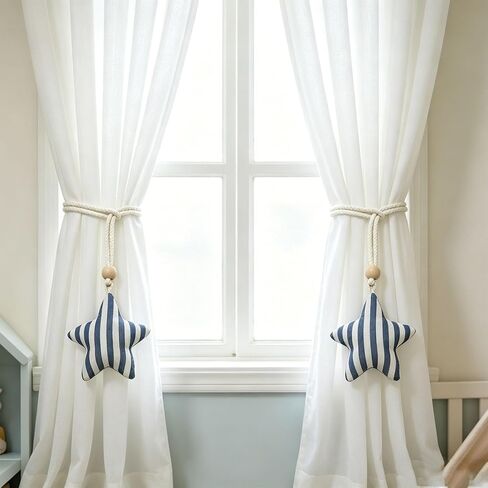 2 Packs Star Vertical Stripes Curtain Tiebacks Starfish Crochet Curtains Buckle Curtain Tie Backs Decorative for Home Living Room Bedroom Office Car Decor in Saudi Arabia