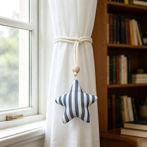 2 Packs Star Vertical Stripes Curtain Tiebacks Starfish Crochet Curtains Buckle Curtain Tie Backs Decorative for Home Living Room Bedroom Office Car Decor in Saudi Arabia