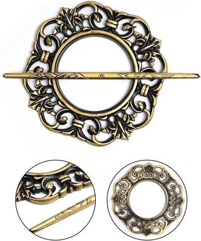 Vintage Decorative Curtain Holdback, Silver Floral Design, 9-inch Round Frame with 9.1-inch Rod, Victorian Style Drapery Tieback (Antique Copper) in Saudi Arabia