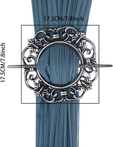 Vintage Decorative Curtain Holdback, Silver Floral Design, 9-inch Round Frame with 9.1-inch Rod, Victorian Style Drapery Tieback (Antique Copper) in Saudi Arabia