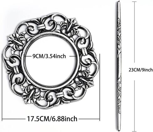 Vintage Decorative Curtain Holdback, Silver Floral Design, 9-inch Round Frame with 9.1-inch Rod, Victorian Style Drapery Tieback (Antique Copper) in Saudi Arabia