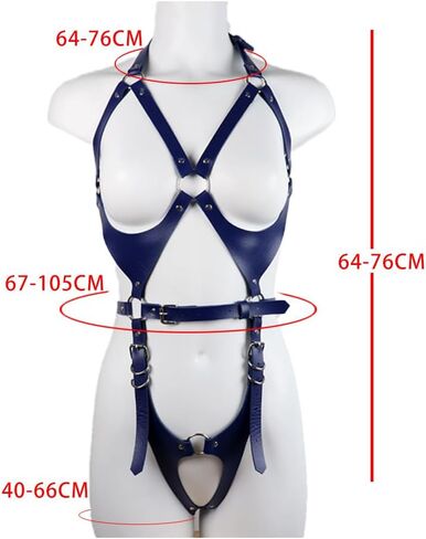 Women's Gothic Punk Body Harness With Adjustable Metal O-Rings & Buckles, PU Leather Chest Straps And Thigh Garters, Lingerie for Couples Cosplay, Club Party Costume, Black in Saudi Arabia
