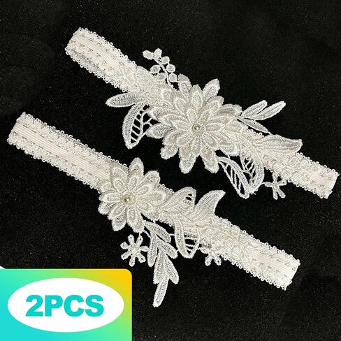 2 Piece Set Blue and White Wedding Garters for Bride, Sexy Lace Bridal Garter in Saudi Arabia