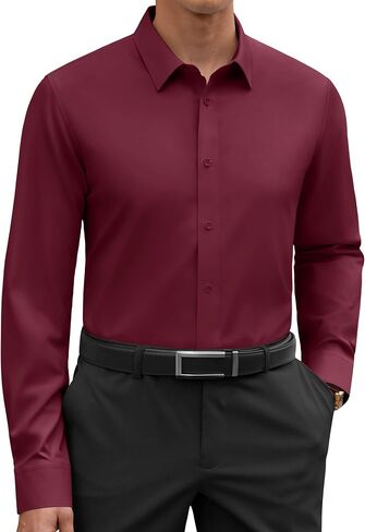 Alimens & Gentle Men's Premium Dress Shirt - Cotton Performance Wrinkle Free Moisture Wicking Button Down Shirts in Kuwait