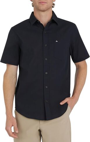 قميص Quiksilver الرجالي ذو المقاس العادي من القطن الفاخر المنسوج بأكمام قصيرة وأزرار لأعلى in Kuwait