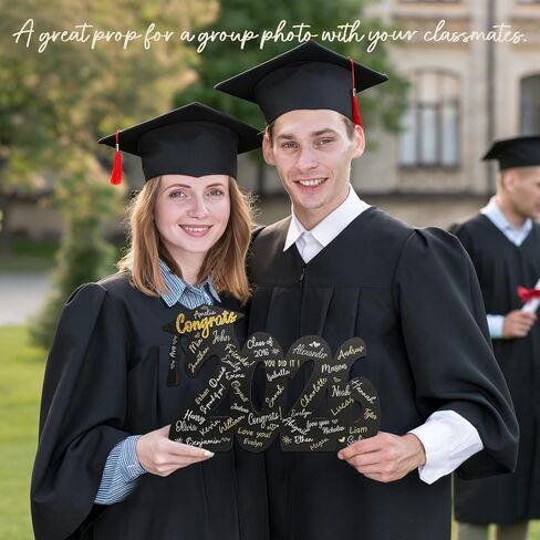 2026 Graduation Signature Board - Large Wood Class of 2026 Guest Book Alternative - Graduation Decorations for High School and College - 14.5" Grad Party Decorations with Gold Acrylic Congrats Sign in Saudi Arabia
