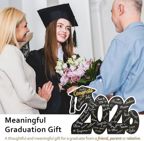 2026 Graduation Signature Board - Large Wood Class of 2026 Guest Book Alternative - Graduation Decorations for High School and College - 14.5" Grad Party Decorations with Gold Acrylic Congrats Sign in Saudi Arabia