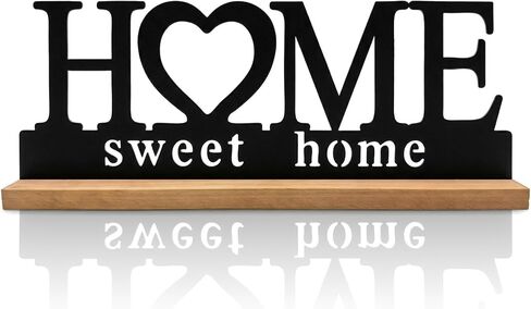 Metal Bless This Home Sign for Tabletop Decor,Black Bless Words Sign with Wooden Base,11.6inch-Long Desktop and Fireplace mantels Decoration Housewarming Gift. in Saudi Arabia