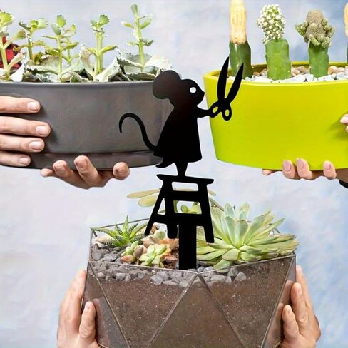 حصة حديقة معدنية ريفية مع تصميم مقص - منحوتات وتماثيل للحديقة، زخرفة حديقة صورة ظلية لحيوان من الحديد الأسود، ديكور ساحة خارجي مقاوم للطقس للحديقة والفناء in Kuwait