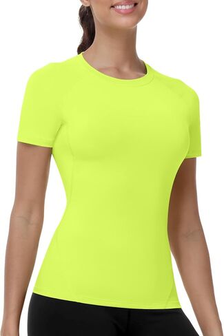 Runhit Women's Compression Shirts Short Sleeve Workout Tops Gym Athletic Base Layer T Shirt for Running Yoga Exercise Sports in Kuwait
