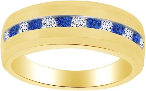 AFFY Blue White Cubic Zirconia Band Ring in 14k Gold Over Sterling Silver in Kuwait