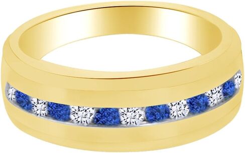 AFFY Blue White Cubic Zirconia Band Ring in 14k Gold Over Sterling Silver in Kuwait