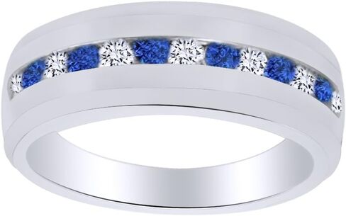 AFFY Blue White Cubic Zirconia Band Ring in 14k Gold Over Sterling Silver in Kuwait