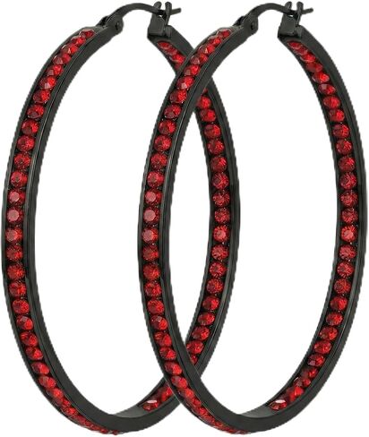 Stainless Steel Hoop Earrings for Women, 2 Inch Large Sparkly Cubic Zirconia Hoops, Hypoallergenic Big Loop Jewelry Gift for Sensitive Ears in Kuwait