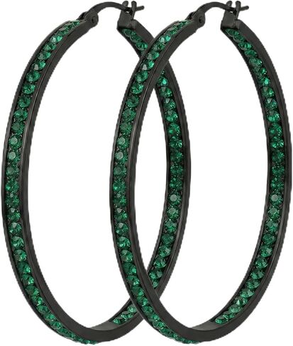 Stainless Steel Hoop Earrings for Women, 2 Inch Large Sparkly Cubic Zirconia Hoops, Hypoallergenic Big Loop Jewelry Gift for Sensitive Ears in Kuwait