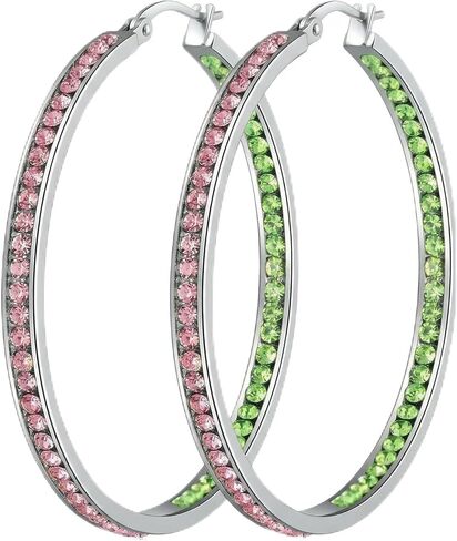Stainless Steel Hoop Earrings for Women, 2 Inch Large Sparkly Cubic Zirconia Hoops, Hypoallergenic Big Loop Jewelry Gift for Sensitive Ears in Kuwait