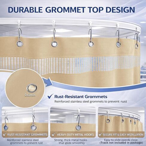 Sanceor Inherent Flame Retardant Hospital Curtain Room Divider with Grommet,5x8FT Medical Curtain Cubicle Divider Curtain for Bedroom Privacy,Clinic,Lab and School（Beige，1 Panel） in Saudi Arabia