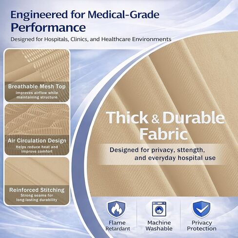 Sanceor Inherent Flame Retardant Hospital Curtain Room Divider with Grommet,5x8FT Medical Curtain Cubicle Divider Curtain for Bedroom Privacy,Clinic,Lab and School（Beige，1 Panel） in Saudi Arabia