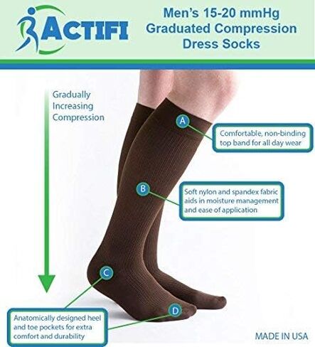 Actifi Men's 15-20 mmHg Compression Closed Toe Dress Socks in Saudi Arabia