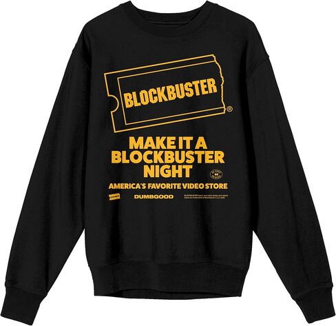 سترة Bioworld Blockbuster Make It a Blockbuster Night للكبار باللون الأسود برقبة دائرية in Kuwait