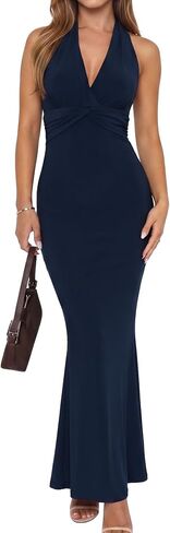 Women's Summer Bodycon Maxi Dress V Neck Sleeveless Sexy Elegant Evening Wedding Guest Long Formal Dresses in Saudi Arabia