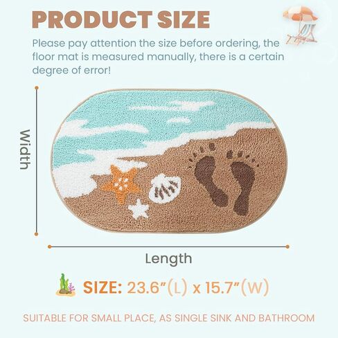 Seaside Beach Bathroom Rug Ultra Absorbent and Non Slip Bath Mat Machine Washable 23 x 16 Inches, Fluffy Carpet for Bath Tub, Bedroom and Living Room, Coast in Saudi Arabia