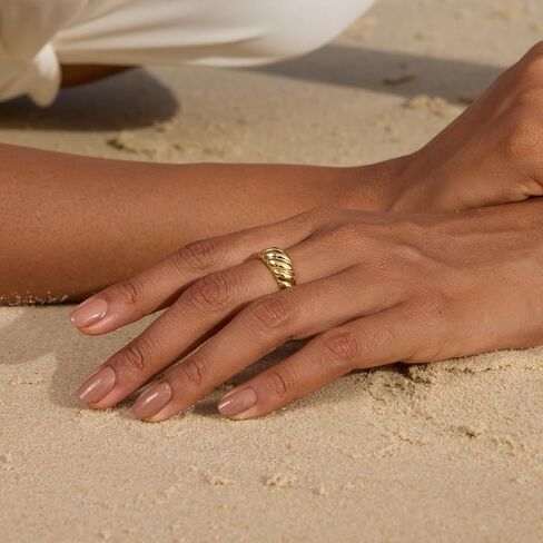 STORYJEWELLERY خواتم مكتنزة مطلية بالذهب، خواتم مطلية بالذهب للنساء، أساور دائرية للنساء، خاتم سميك in Kuwait