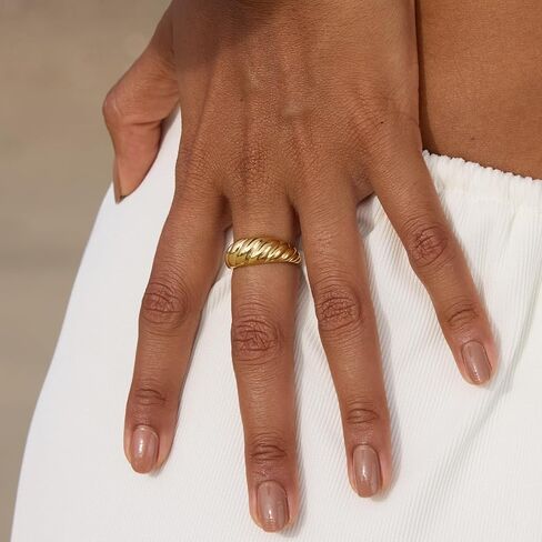 STORYJEWELLERY خواتم مكتنزة مطلية بالذهب، خواتم مطلية بالذهب للنساء، أساور دائرية للنساء، خاتم سميك in Kuwait
