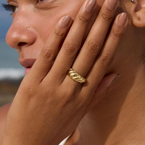 STORYJEWELLERY خواتم مكتنزة مطلية بالذهب، خواتم مطلية بالذهب للنساء، أساور دائرية للنساء، خاتم سميك in Kuwait