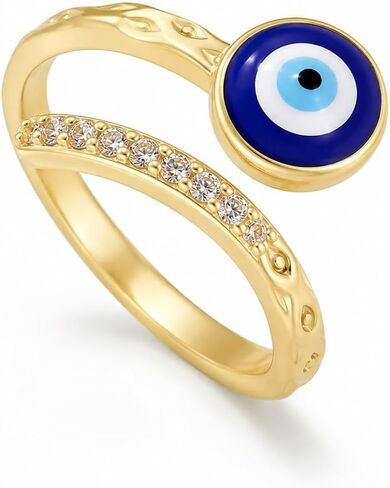 Evil Eye Ring Gold Boho Fashion Statement Adjustable Rings for Party Beach Jewelry Anniversary Birthday Gifts for Women in Saudi Arabia