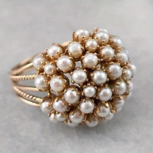 Vintage Elegant Imitation Pearl Rings for Women Wedding Party Gold Plated Party Jewelry in Kuwait