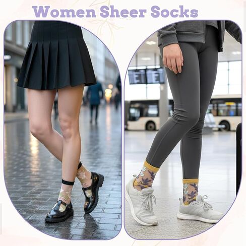 6Pairs Flower Sheer Socks for Women, Lace Sheer Ankle Socks Elastic Breathable Mesh Sock for Women Girls in Saudi Arabia
