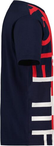 تي شيرت Tommy Hilfiger للأولاد بأكمام قصيرة ورقبة دائرية، ناعم ومريح، مقاس مريح، توقيع عالمي أزرق داكن/أحمر، 10-12 in Kuwait