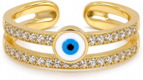 Evil Eye Ring Gold Boho Fashion Statement Adjustable Rings for Party Beach Jewelry Anniversary Birthday Gifts for Women in Saudi Arabia