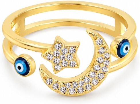 Evil Eye Ring Gold Boho Fashion Statement Adjustable Rings for Party Beach Jewelry Anniversary Birthday Gifts for Women in Saudi Arabia