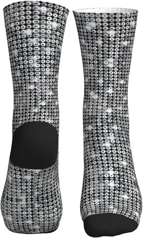Silver Sequin Sparkle Pattern Athletic Running Socks Performance Breathable Crew Socks Outdoor Sports Socks For Men Women in Saudi Arabia