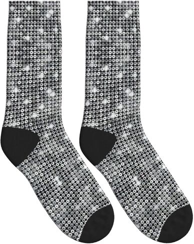 Silver Sequin Sparkle Pattern Athletic Running Socks Performance Breathable Crew Socks Outdoor Sports Socks For Men Women in Saudi Arabia
