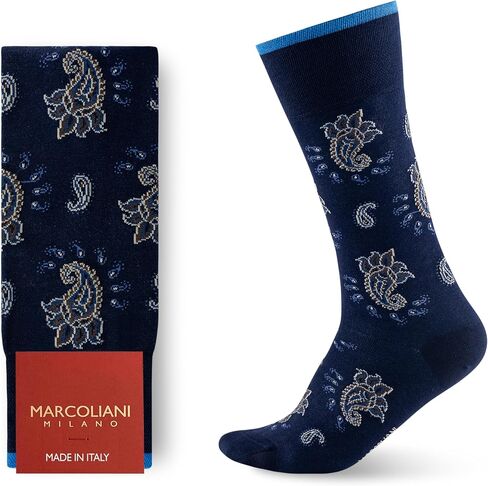 Marcoliani Milano Made in Italy - Mens Dress Socks | Essence of Cotton Alwar Paisley Style in Kuwait