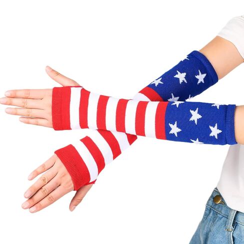 4th Of July Patriotic Pom Pom Headband Tutu Stockings Gloves Red Blue White Hair Hoops Bands Headpiece American Flag Star Socks Skirt Women Independence Day Halloween Carnival Party Accessories in Saudi Arabia