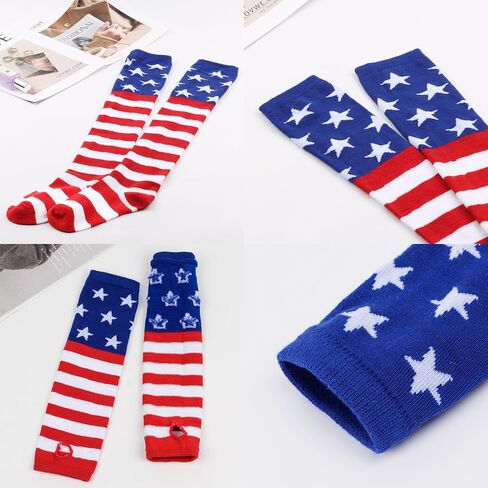 4th Of July Patriotic Pom Pom Headband Tutu Stockings Gloves Red Blue White Hair Hoops Bands Headpiece American Flag Star Socks Skirt Women Independence Day Halloween Carnival Party Accessories in Saudi Arabia