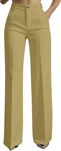 Dress Pants for Women Business Casual Wide Leg Office Work Slacks Stretchy Straight High Waisted Trousers with Pockets in Saudi Arabia