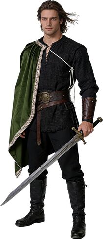 Renaissance Velvet Half Cloak One Shoulder Cape Medieval Costume Men for Halloween LARP in Saudi Arabia
