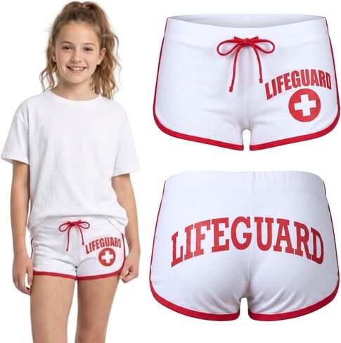 LIFEGUARD Girls Kids Officially Licensed Hi-Cut Short Red and White Soft Cotton Material in Saudi Arabia