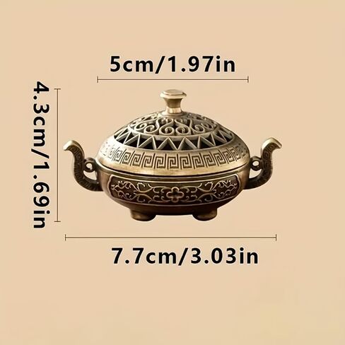 Incense Burner Mini Tripod Double Handled Antique Brass Finish for Yoga Meditation Home Decor Gift Diffuser, Bronze in Kuwait