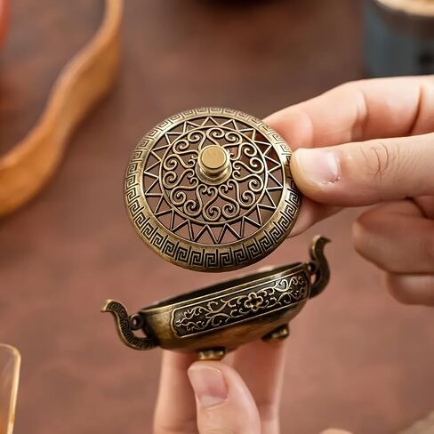 Incense Burner Mini Tripod Double Handled Antique Brass Finish for Yoga Meditation Home Decor Gift Diffuser, Bronze in Kuwait