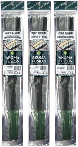 3 - Aroma Fusion 19"" Jumbo Hand Dipped Incense 10-Stick Packs - Money Blessing Scent, Green, AF19CH3 in Saudi Arabia